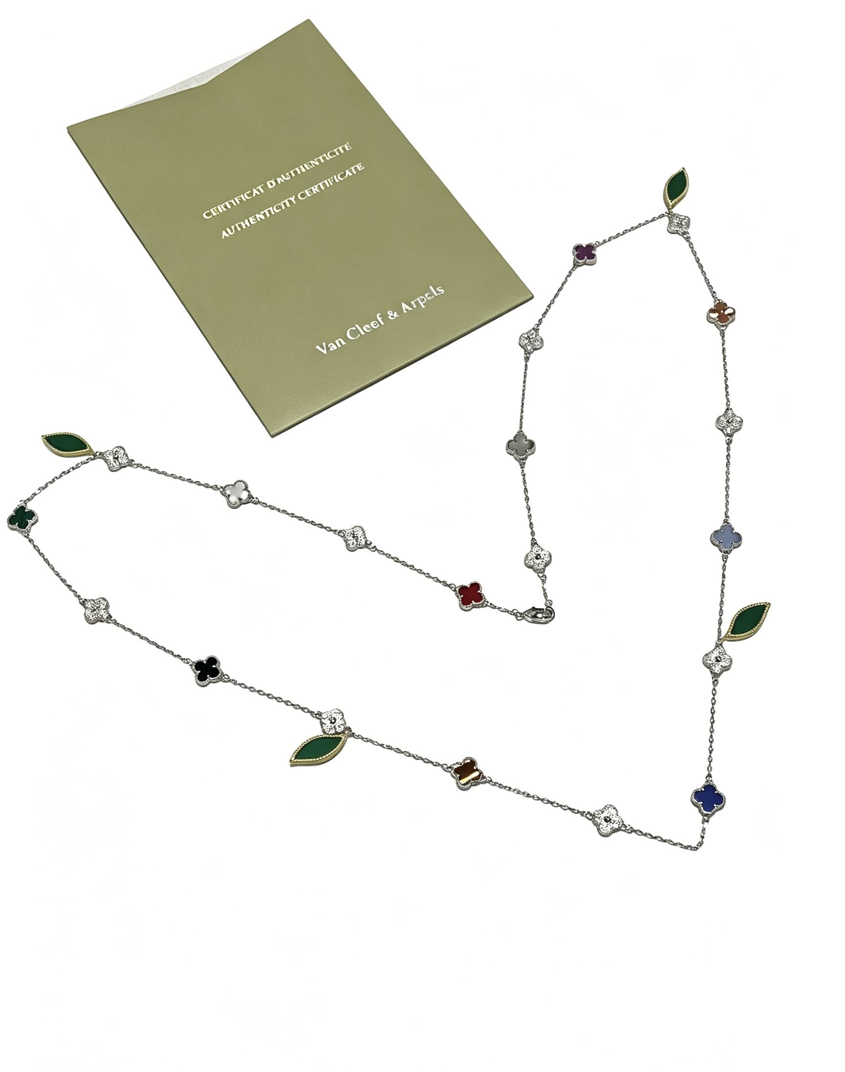 Van Cleef & Arpels Alhambra Diamond and Enamel Necklace